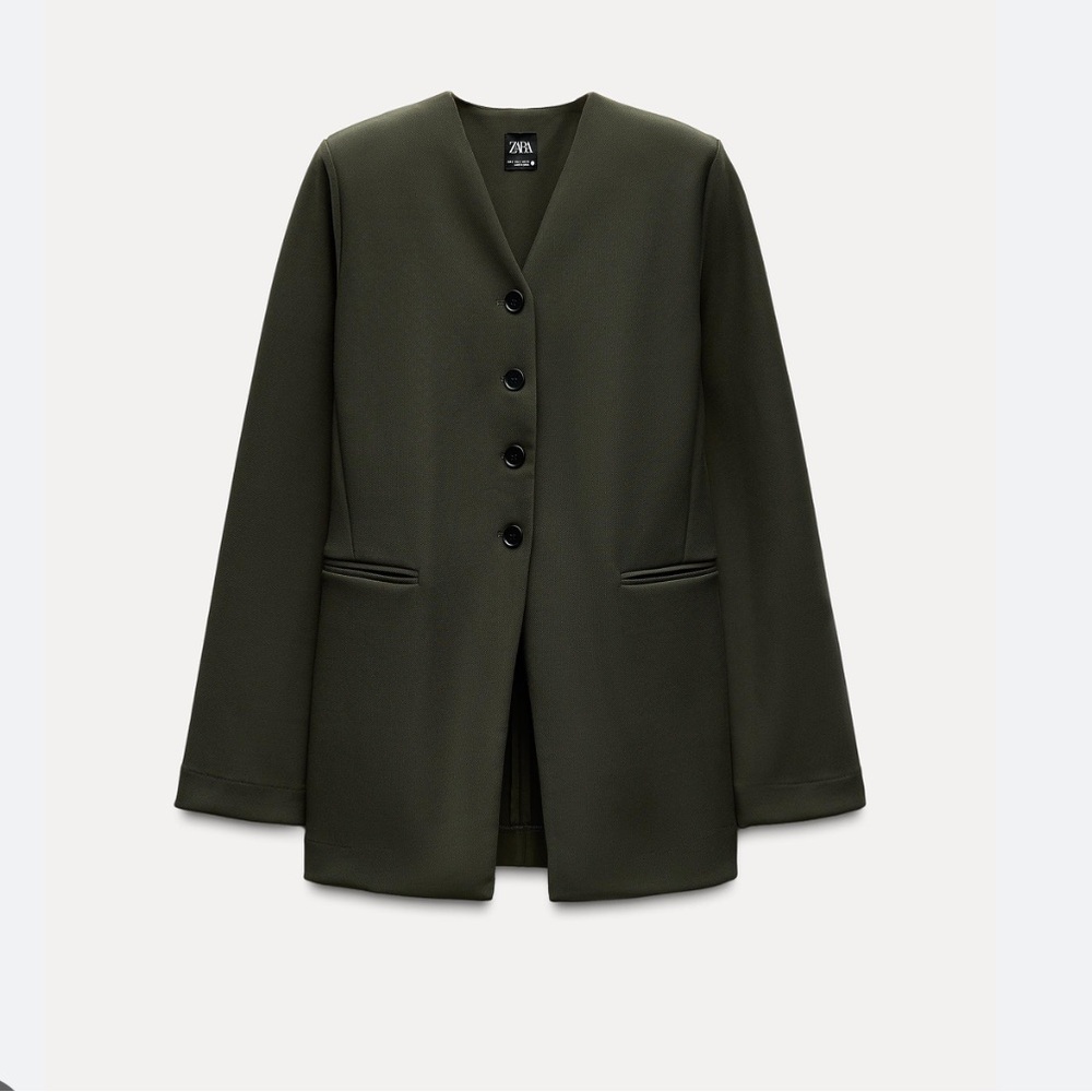 ZARA POCKET CREPE BLAZER - Picture 5 of 9